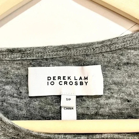 Derek Lam 10 Crosby Gray Linen Cold Shoulder Top - Picture 4 of 6